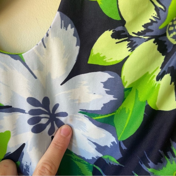 Aerie One Piece Swimsuit L Tropical Floral Green Blue Cutout Bathing Suit - Picture 11 of 12